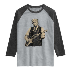 US Nation's Leader Playing Electic Rock Guitar Retro Vintage Raglan Shirt TS11 Heather Gray Heather Charcoal Print Your Wear