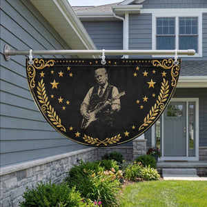 US Nation's Leader Playing Electic Rock Guitar Retro Vintage Patriotic Fan Flag
