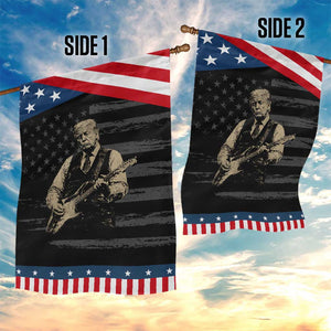 US Nation's Leader Playing Electic Rock Guitar Retro Vintage Patriotic Garden Flag