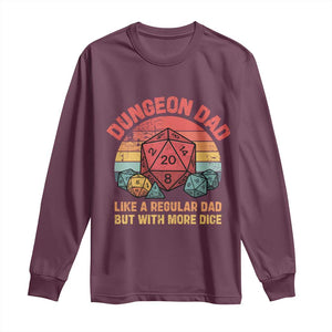 Dungeon Dad Like A Regular Dad But With More Dice Long Sleeve Shirt RPG Father Gamer TS11 Maroon Print Your Wear