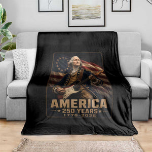 George Washington Playing Guitar USA 250th Anniversary Vintage 4th of July Throw Blanket
