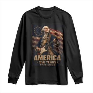 George Washington Playing Guitar USA 250th Anniversary Vintage 4th of July Long Sleeve Shirt