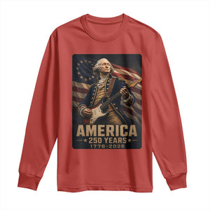George Washington Playing Guitar USA 250th Anniversary Vintage 4th of July Long Sleeve Shirt