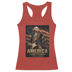 George Washington Playing Guitar USA 250th Anniversary Vintage 4th of July Racerback Tank Top