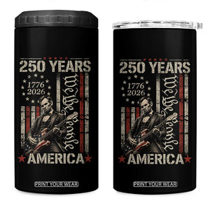 Abraham Lincoln Playing Guitar 4th July 250 Years America 4 in 1 Can Cooler Tumbler TS11 One Size: 16 oz Black Print Your Wear