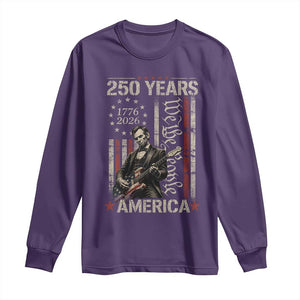 Abraham Lincoln Playing Guitar 4th July 250 Years America Long Sleeve Shirt TS11 Purple Print Your Wear