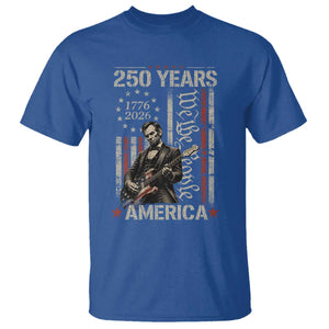 Abraham Lincoln Playing Guitar 4th July 250 Years America T Shirt TS11 Royal Blue Print Your Wear