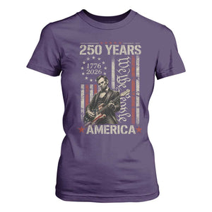 Abraham Lincoln Playing Guitar 4th July 250 Years America T Shirt For Women TS11 Purple Print Your Wear