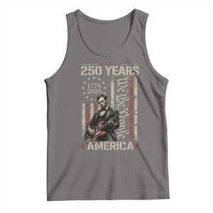 Abraham Lincoln Playing Guitar 4th July 250 Years America Tank Top TS11 Deep Heather Print Your Wear