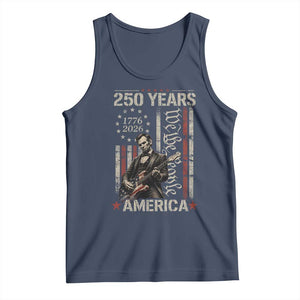 Abraham Lincoln Playing Guitar 4th July 250 Years America Tank Top TS11 Navy Print Your Wear