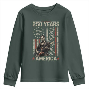Abraham Lincoln Playing Guitar 4th July 250 Years America Youth Sweatshirt TS11 Dark Forest Green Print Your Wear