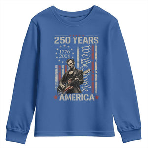 Abraham Lincoln Playing Guitar 4th July 250 Years America Youth Sweatshirt TS11 Royal Blue Print Your Wear