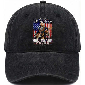 George Washington Playing Guitar 250th Anniversary USA Washed Cotton Baseball Cap We The People 250 Years 1776 2026