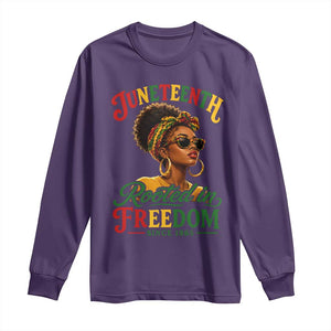 Juneteenth Rooted In Freedom Since 1865 Long Sleeve Shirt Black Women African American TS11 Purple Print Your Wear
