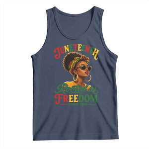 Juneteenth Rooted In Freedom Since 1865 Tank Top Black Women African American TS11 Navy Print Your Wear