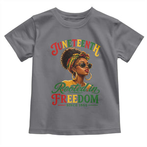 Juneteenth Rooted In Freedom Since 1865 Toddler T Shirt Black Women African American TS11 Charcoal Print Your Wear