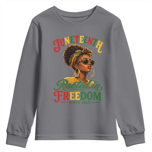 Juneteenth Rooted In Freedom Since 1865 Youth Sweatshirt Black Women African American TS11 Charcoal Print Your Wear