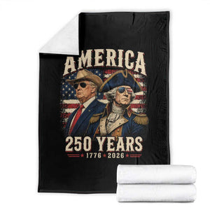 250th Anniversary USA George Washington and US Nations Leader Throw Blanket America 250 Years 1776 2026