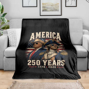 250th Anniversary USA George Washington and US Nations Leader Throw Blanket America 250 Years 1776 2026