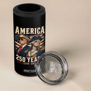 250th Anniversary USA George Washington and US Nations Leader 4 in 1 Can Cooler Tumbler America 250 Years 1776 2026