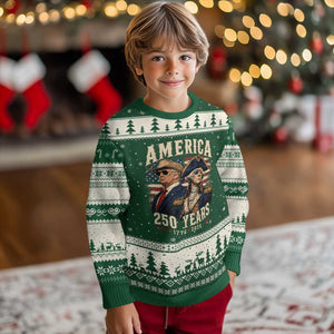 250th Anniversary USA George Washington and US Nations Leader Ugly Christmas Sweater America 250 Years 1776 2026