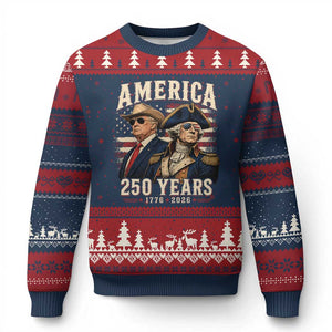 250th Anniversary USA George Washington and US Nations Leader Ugly Christmas Sweater America 250 Years 1776 2026