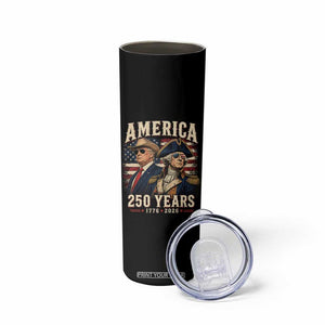250th Anniversary USA George Washington and US Nations Leader Skinny Tumbler America 250 Years 1776 2026