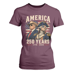 250th Anniversary USA George Washington and US Nations Leader T Shirt For Women America 250 Years 1776 2026