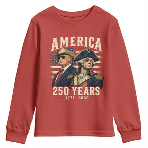 250th Anniversary USA George Washington and US Nations Leader Youth Sweatshirt America 250 Years 1776 2026