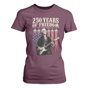 George Washington Playing Guitar 250 Years of Freedom T Shirt For Women