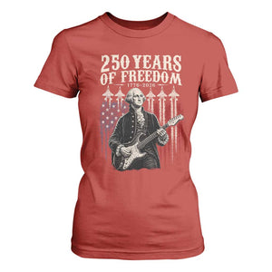 George Washington Playing Guitar 250 Years of Freedom T Shirt For Women