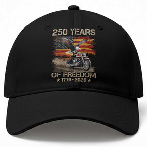 250 Years Of Freedom Patriotic Biker US Flag Motorcycle Lover Baseball Cap