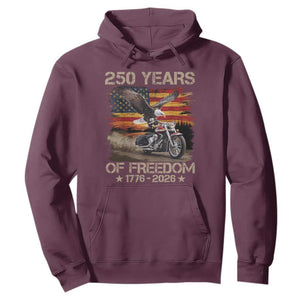 250 Years Of Freedom Patriotic Biker US Flag Motorcycle Lover Hoodie