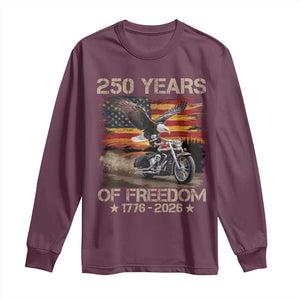 250 Years Of Freedom Patriotic Biker US Flag Motorcycle Lover Long Sleeve Shirt