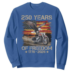 250 Years Of Freedom Patriotic Biker US Flag Motorcycle Lover Sweatshirt