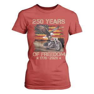 250 Years Of Freedom Patriotic Biker US Flag Motorcycle Lover T Shirt For Women