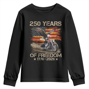 250 Years Of Freedom Patriotic Biker US Flag Motorcycle Lover Youth Sweatshirt