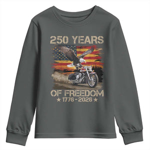 250 Years Of Freedom Patriotic Biker US Flag Motorcycle Lover Youth Sweatshirt