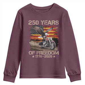 250 Years Of Freedom Patriotic Biker US Flag Motorcycle Lover Youth Sweatshirt