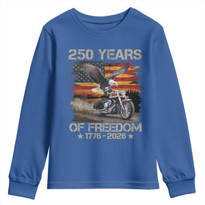 250 Years Of Freedom Patriotic Biker US Flag Motorcycle Lover Youth Sweatshirt