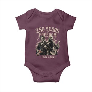 George Washington Lincoln Playing Guitar USA 250th Anniversary Baby Onesie 250 Years Of Freedom 1776 2026 TS11 Maroon Print Your Wear
