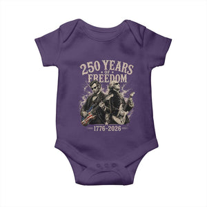 George Washington Lincoln Playing Guitar USA 250th Anniversary Baby Onesie 250 Years Of Freedom 1776 2026 TS11 Purple Print Your Wear