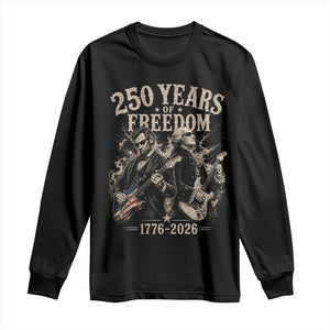 George Washington Lincoln Playing Guitar USA 250th Anniversary Long Sleeve Shirt 250 Years Of Freedom 1776 2026 TS11 Black Print Your Wear