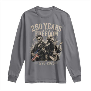 George Washington Lincoln Playing Guitar USA 250th Anniversary Long Sleeve Shirt 250 Years Of Freedom 1776 2026 TS11 Charcoal Print Your Wear