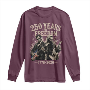 George Washington Lincoln Playing Guitar USA 250th Anniversary Long Sleeve Shirt 250 Years Of Freedom 1776 2026 TS11 Maroon Print Your Wear