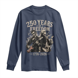 George Washington Lincoln Playing Guitar USA 250th Anniversary Long Sleeve Shirt 250 Years Of Freedom 1776 2026 TS11 Navy Print Your Wear