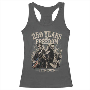 George Washington Lincoln Playing Guitar USA 250th Anniversary Racerback Tank Top 250 Years Of Freedom 1776 2026 TS11 Dark Heather Print Your Wear