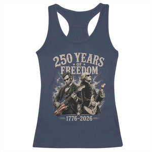 George Washington Lincoln Playing Guitar USA 250th Anniversary Racerback Tank Top 250 Years Of Freedom 1776 2026 TS11 Navy Print Your Wear