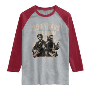 George Washington Lincoln Playing Guitar USA 250th Anniversary Raglan Shirt 250 Years Of Freedom 1776 2026 TS11 Heather Gray Heather Red Print Your Wear