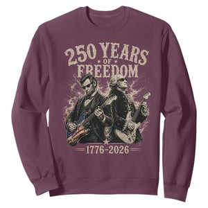 George Washington Lincoln Playing Guitar USA 250th Anniversary Sweatshirt 250 Years Of Freedom 1776 2026 TS11 Maroon Print Your Wear